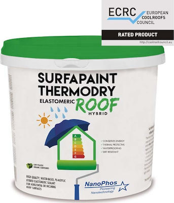 Nanophos SurfaPaint ThermoDry Elastomeric Roof Elastomer Acrilyc Insulating Sealing 3lt White