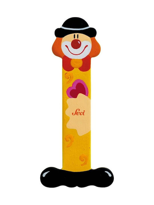 Sevi Bebe Decorative Letter Yellow made of Wood Clown I 7x0.5x9εκ.