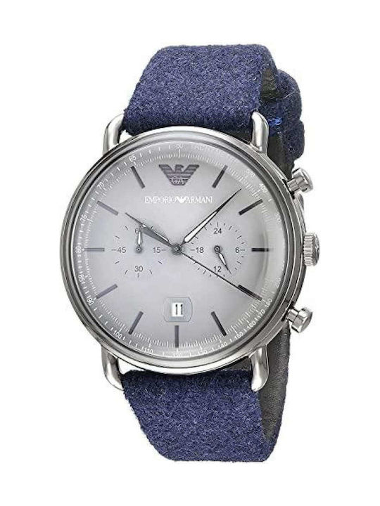 Emporio Armani Мъжки часовник 48мм На батерия с Син текстилен каишка