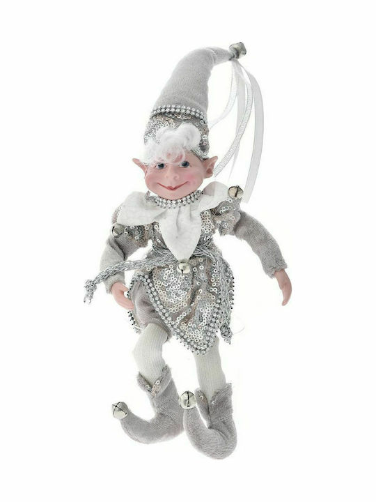 Iliadis Christmas Fabric Elf Figure Silver 30cm