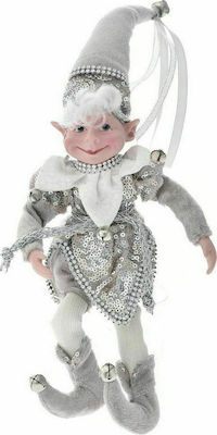 Iliadis Christmas Fabric Elf Figure Silver 30cm