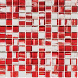 Karag D17 287126 Wall Tile Kitchen / Bathroom Glass Glossy Finish 29.8x29.8cm Red Karag D17 287126 Wall Tile Kitchen / Bathroom Glass Glossy Finish 29.8x29.8cm Red
