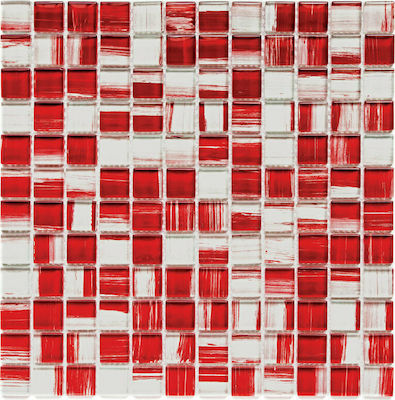 Karag D17 Kitchen Wall / Bathroom Gloss Glass Tile 29.8x29.8cm Red