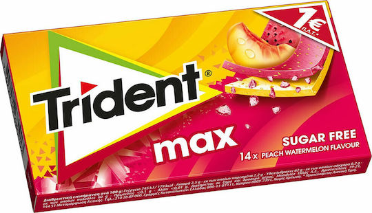 Trident 14 Chewing gum Max with Ροδάκινο / Καρπούζι Flavour Sugar Free 27gr