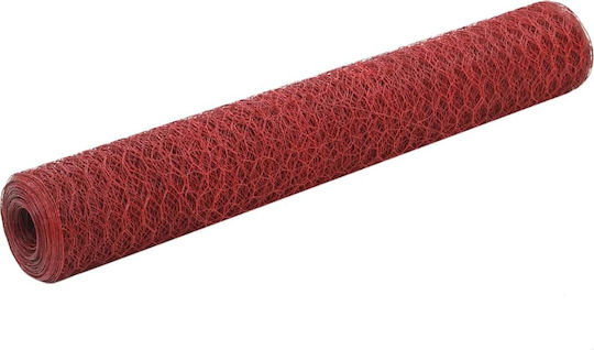 vidaXL Συρματόπλεγμα με Επικάλυψη PVC Κόκκινο 1x25m