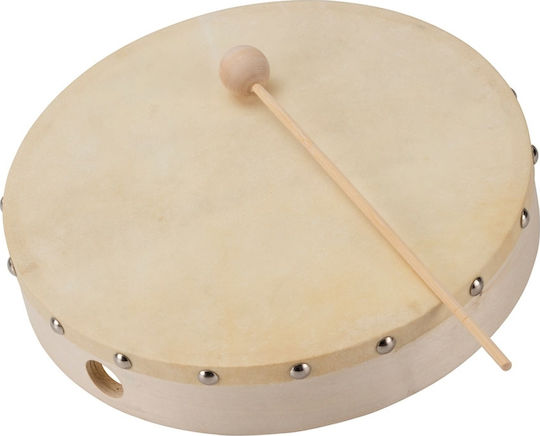 Soundsation Maple Tambourine With Beater And Natural Skin Head 10"