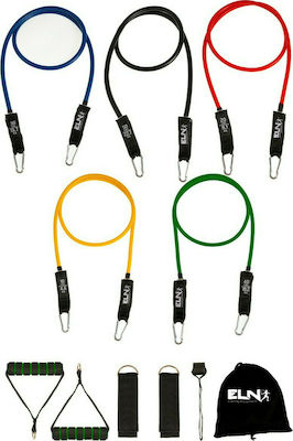 ELN Gymtube Resistance Bands with Handles Set 5pcs Multicolour