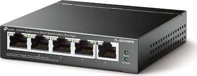 TP-LINK TL-SG105PE v1 Managed L2 PoE+ Switch με 5 Θύρες Gigabit (1Gbps) Ethernet