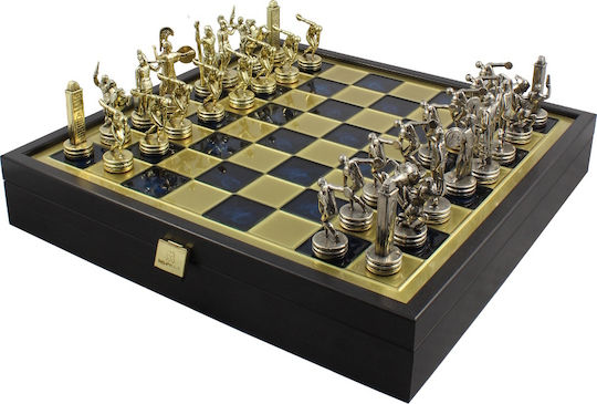 AristonLab Greek Mythology Discobolus Handmade Chess Metal with Pawns 33.6x33.6cm
