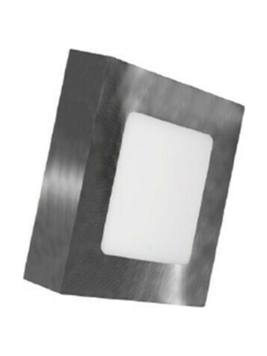 Aca Τετράγωνο Μεταλλικό Χωνευτό Σποτ με Ενσωματωμένο LED και Θερμό Λευκό Φως 8W 490Lm σε Ασημί χρώμα 12x12cm