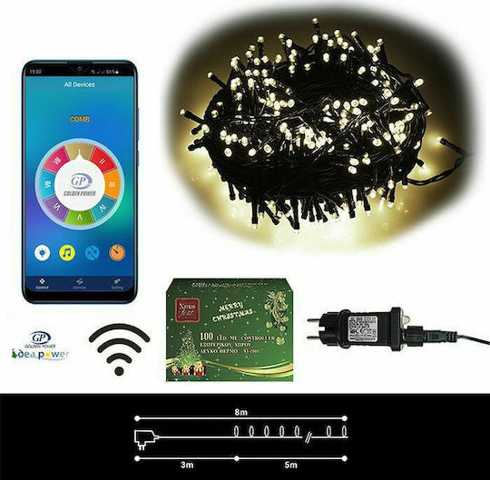 100 Λαμπάκια LED 8μ. Θερμό Λευκό σε Σειρά
