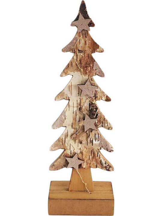 cu lumină LED Decorațiune de Crăciun Lemn Braduleț 31cm. Baterie Maro