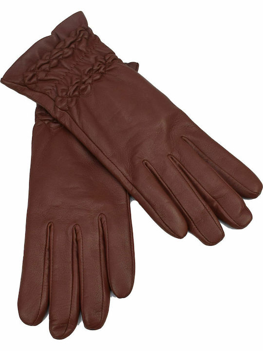 Guy Laroche Women's Leather Gloves Tabac Brownc Brown 98875