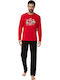 Minerva 90-70876 Men's Winter Cotton Pajamas Set Red