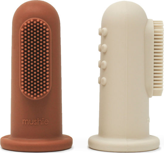 Mushie Set Baby Finger Toothbrushes for 0m+ 2pcs Clay / Shifting Sand