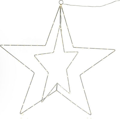 Eurolamp Χριστουγεννιάτικο Διακοσμητικó Κρεμαστό Αστέρι Φωτιζόμενο Μεταλλικό Λευκό