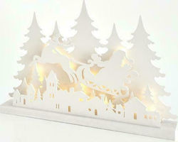 Eurolamp Christmas Wood Outdoor Illuminated Sleigh Figure White Battery 60x40.5x8cm