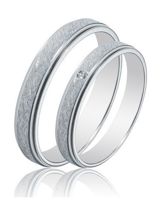 Maschio Femmina Sottile Wedding Rings of White Gold 14K
