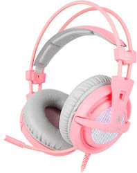 Sades A6 Over Ear Gaming Headset with Connection USB Pink