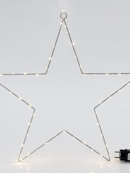 Eurolamp Χριστουγεννιάτικο Διακοσμητικó Κρεμαστό Αστέρι Φωτιζόμενο Μεταλλικό Λευκό 50x50εκ.