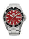 Orient Ανδρικό Ρολόι 44mm Μπαταρίας με Ασημί Μεταλλικό Μπρασελέ
