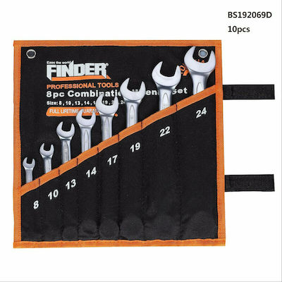 Finder Set 10 German Wrenches with Socket Size 7-27mm