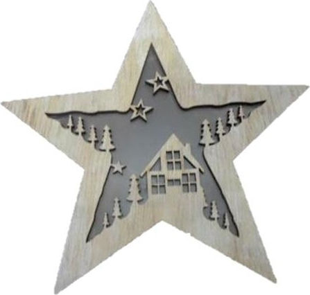 Espiel Crăciunesc Decorativ Suspendata Stea Lemnos Gri 13x5x13buc 1buc