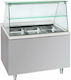 Bambas Frost CMF 180 Inox Показвач за загряване на продукти Камера 2 нива с 5 места за гастрономски контейнери и мощност 1550W Ш110 x Д90 x В130 см.