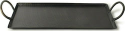 Gusta Ορθογώνιος Δίσκος Σερβιρίσματος από Μέταλλο με Λαβή σε Μαύρο Χρώμα 49.5x17x3cm