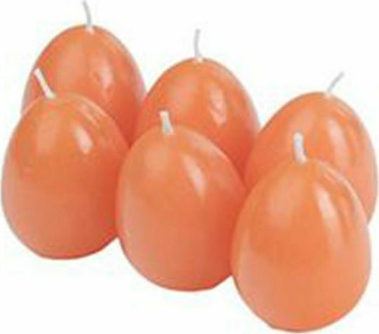 Artekko Dekorative Kerze Ei Kugel Orange 7x7cm 6 Stück