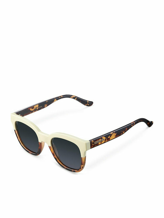 Meller Mahé Women's Sunglasses with Beige Tartaruga Plastic Frame and Black Polarized Lens MH-WHITECAR