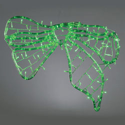 Aca Christmas Outdoor Illuminated Bow Figure Green Electric with Light Tube 60x45x45cm