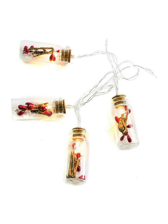 Mini Glass Bottle 10 Weihnachtslichter LED Warmes Weiß Batterie vom Typ Zeichenfolge mit Transparentes Kabel Glasflasche mit Kirsche Aca