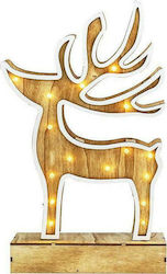 Aca Φωτιζόμενη Χριστουγεννιάτικη Ξύλινη Φιγούρα Τάρανδος Μπεζ Μπαταρίας 19x33x6εκ. Εξωτερικής Χρήσης