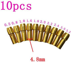 10pcs Electric Grinder Mini Copper Chuck Reed Rotary Drill Lock Nut 0.5 mm -3.2