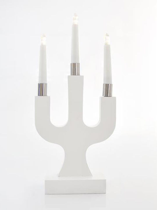 Eurolamp Christmas Wood White Battery Candle 38.5x17.5cm