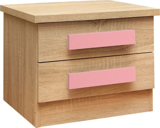 Playroom Детско Нощно Шкафче Дървено Sonoma-Розово 40x48x39см Playroom Детско Нощно Шкафче Дървено Sonoma-Розово 40x48x39см