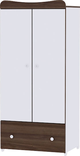 Exclusive Δίφυλλη Ντουλάπα με 1 Συρτάρι White Walnut 82x57x173cm