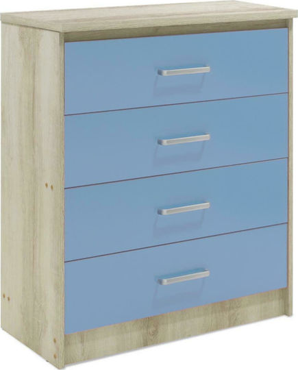 Kids Chest of Drawers Looney Castillo-Blue with 4 Drawers 80x40x95cm