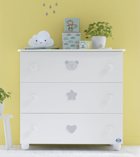 Birillo Baby Dresser with 3 Drawers White 94x50x92cm
