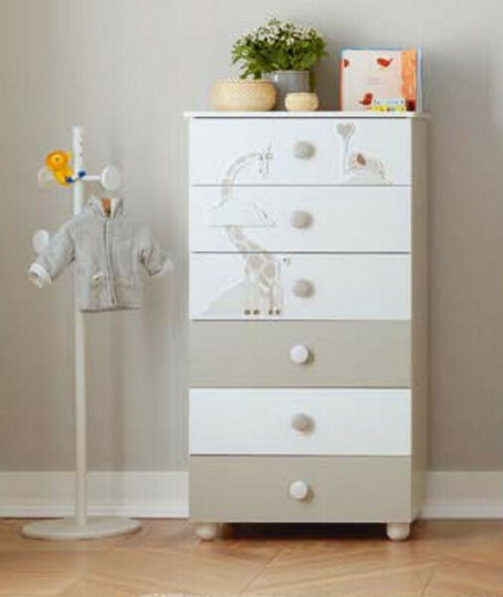 Savana Baby Wickelkommode mit 6 Schubladen Bianco/Tortora 69x48x126cm Savana Baby Wickelkommode mit 6 Schubladen Bianco/Tortora 69x48x126cm