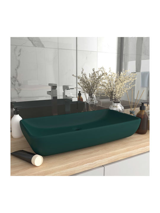 vidaXL Pe blat Lavoar Ceramică 71x38x13.5cm Verde