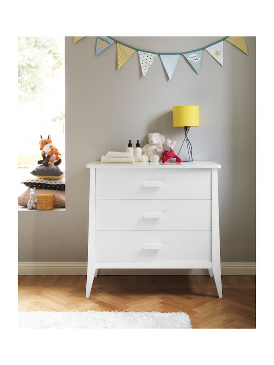 Lab 055 Baby Dresser with 3 Drawers White 94x50x92cm