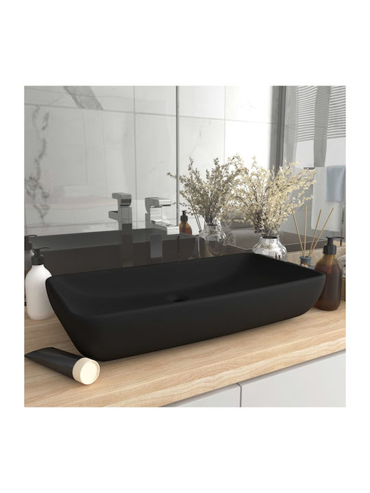 vidaXL Pe blat Lavoar Ceramică 71x38x13.5cm Negru