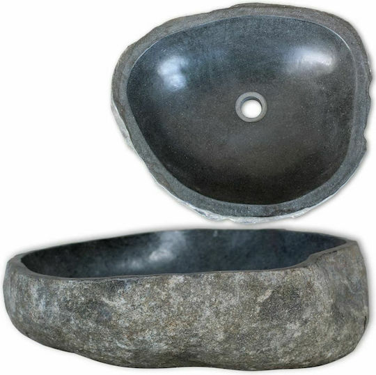 vidaXL River Stone Επικαθήμενος Νιπτήρας Πέτρινος 45x35x15cm Γκρι vidaXL River Stone Επικαθήμενος Νιπτήρας Πέτρινος 45x35x15cm Γκρι