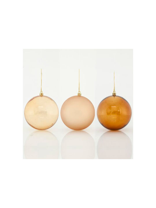 Eurolamp Ornament de Crăciun Bilă Plastic Aur cu Pulbere de Aur cu Paiete 8buc Set 6buc