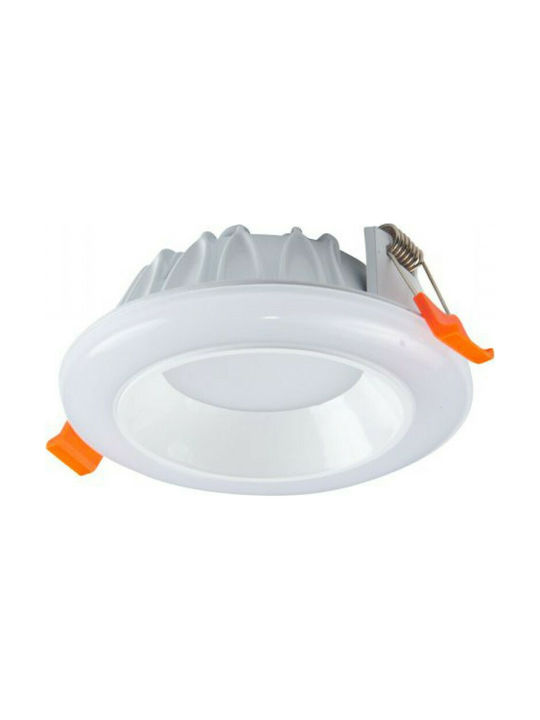 Spot Light Rund Metallisch Einbau Spot mit integriertem LED und Natürliches Weißes Licht SMD 6W Weiß 9x9cm.