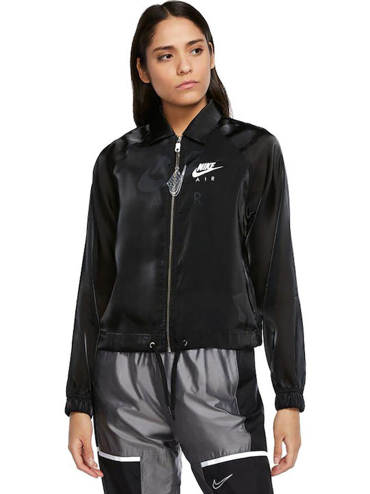 Nike Air Coach Γυναικείο Μπουφάν Running Αδιάβροχο και Αντιανεμικό Μαύρο