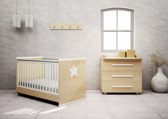 Casababy Primo Σετ Βρεφικού Δωματίου με Κρεβάτι & Συρταριέρα Μπεζ / Λευκό