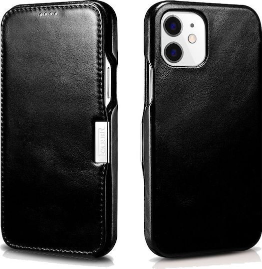 iCarer Vintage Series Book Δερμάτινο / Δερματίνης Μαύρο (iPhone 12 / 12 Pro)